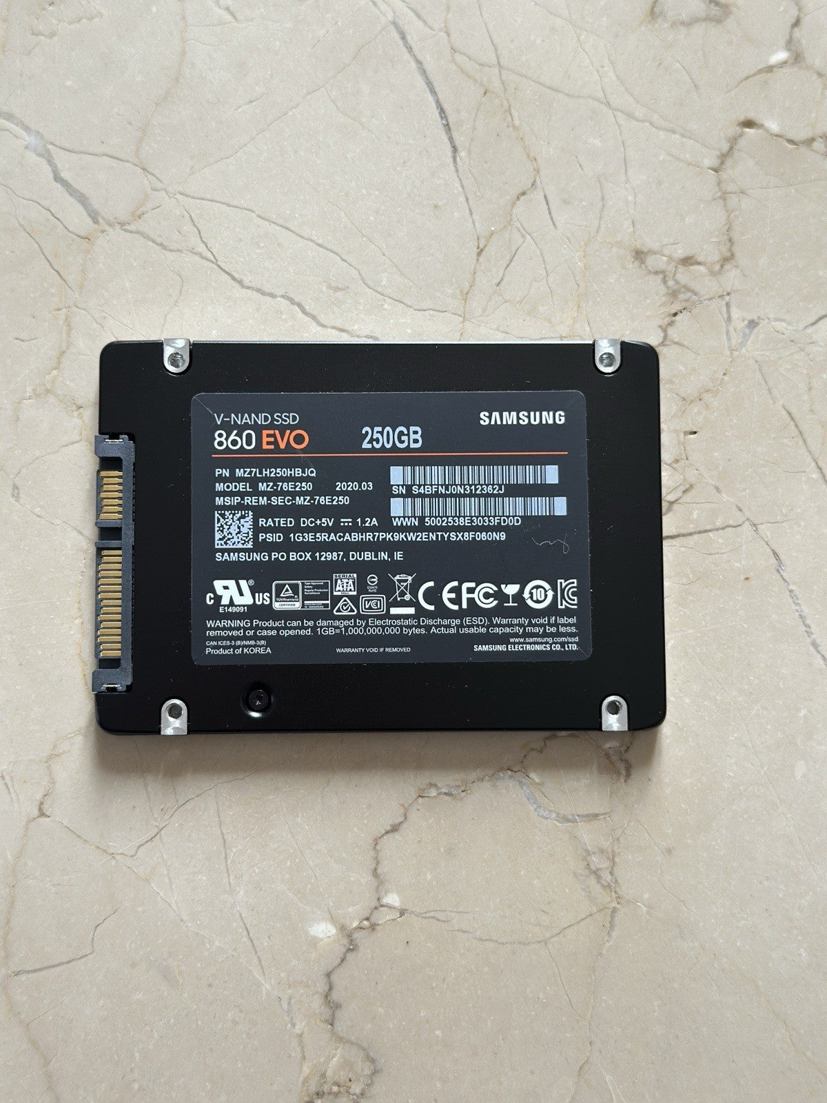Samsung 860 EVO 250GB, Internal, 2.5" (MZ-76E250B/EU) Solid Hard Drive