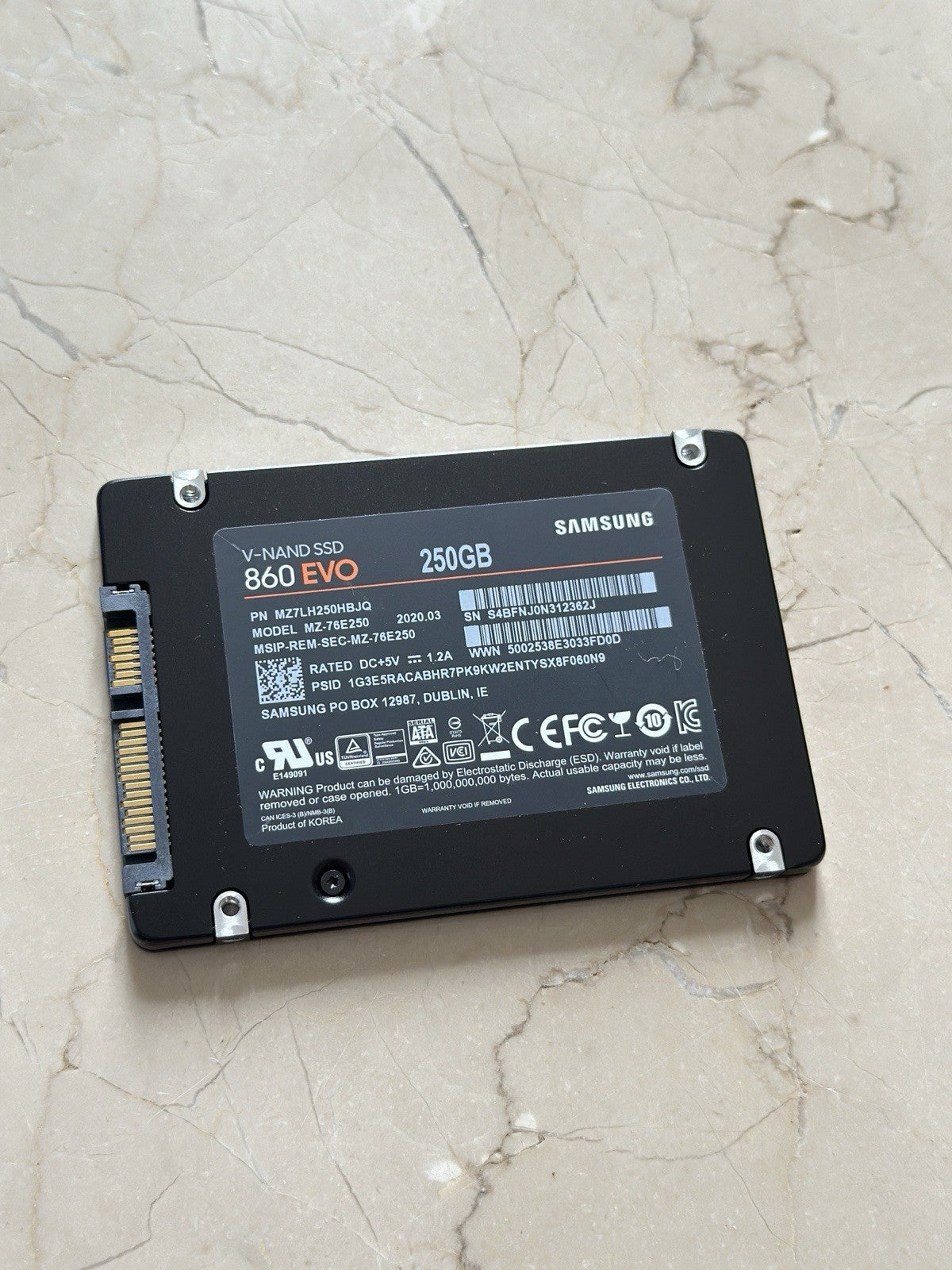 Samsung 860 EVO 250GB, Internal, 2.5" (MZ-76E250B/EU) Solid Hard Drive