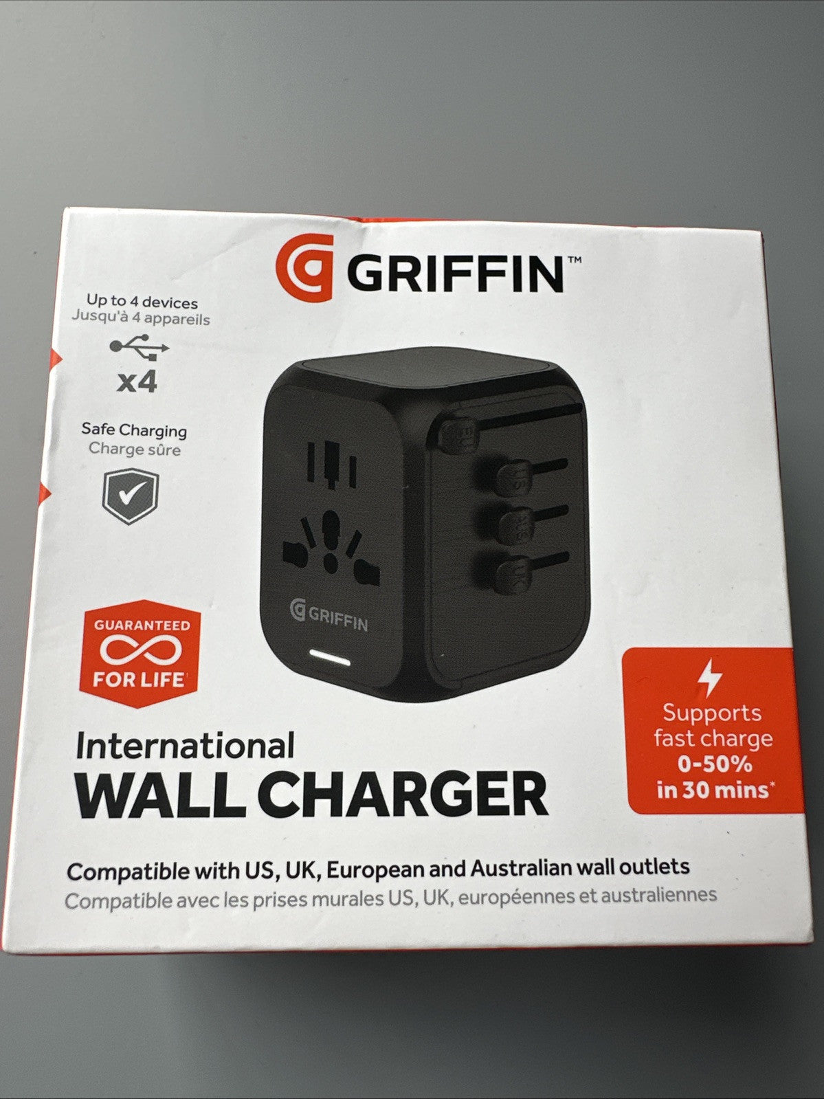 Griffin International Travel Wall Charger Up to 4 Devices US UK EU AUS Charger
