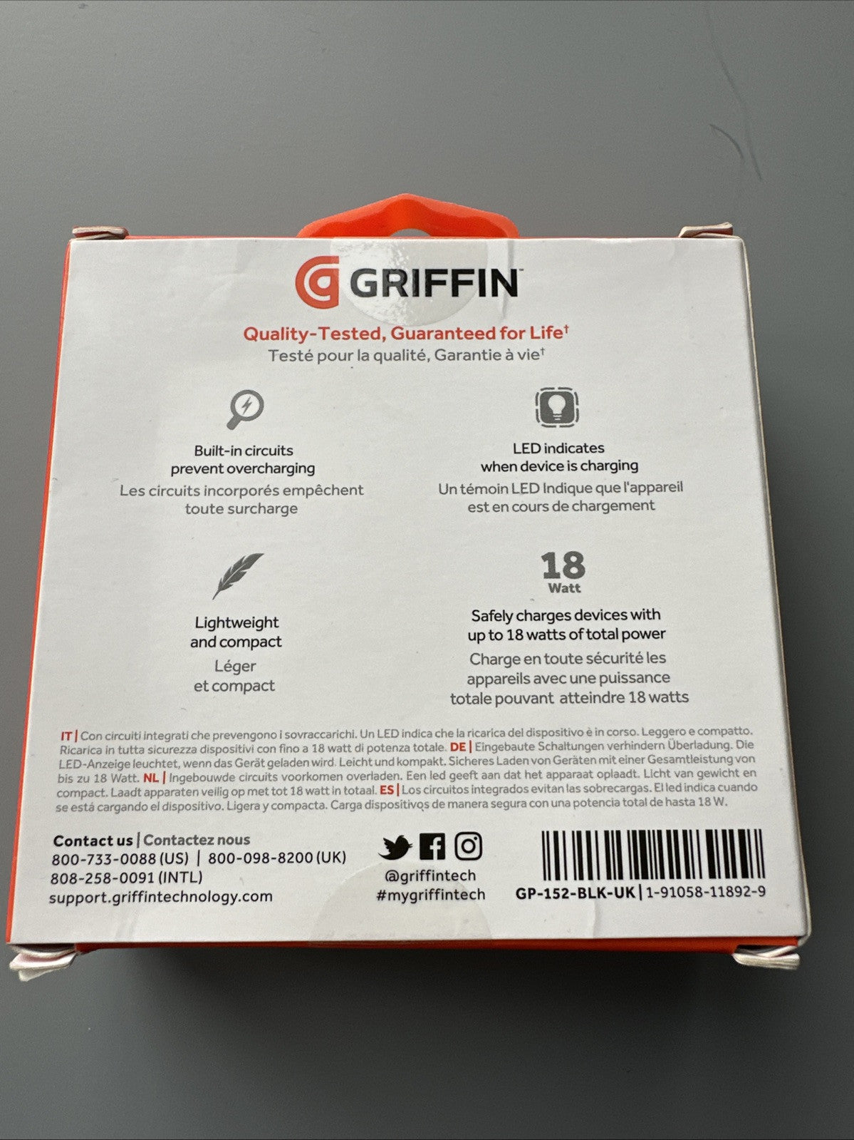 100% Genuine Griffin 18W PowerBlock USB-C PD &USB-A Mains Charger,new