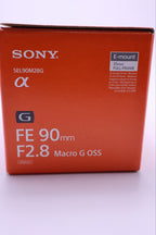 Sony SEL90M28G FE 90mm F2.8 Macro G OSS Full-Frame E-Mount Macro Lens - Black