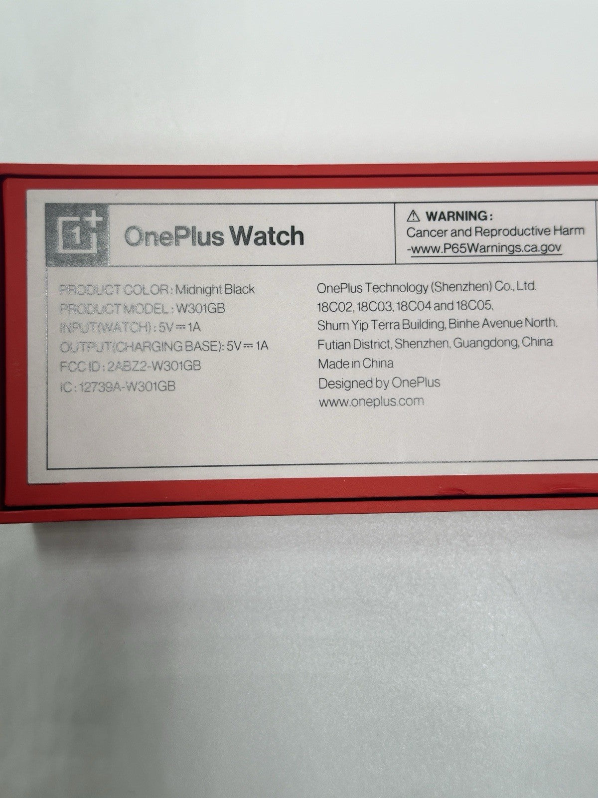 OnePlus Watch – Midnight Black - Grade A | Model: W301GB
