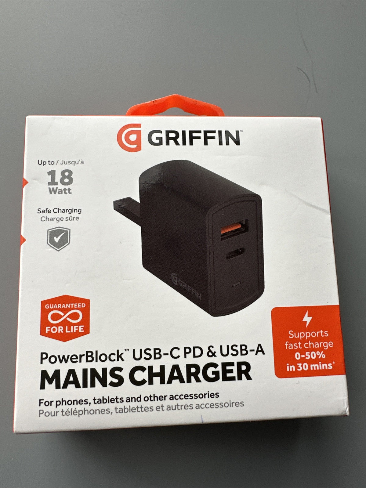 100% Genuine Griffin 18W PowerBlock USB-C PD &USB-A  Mains Charger,new