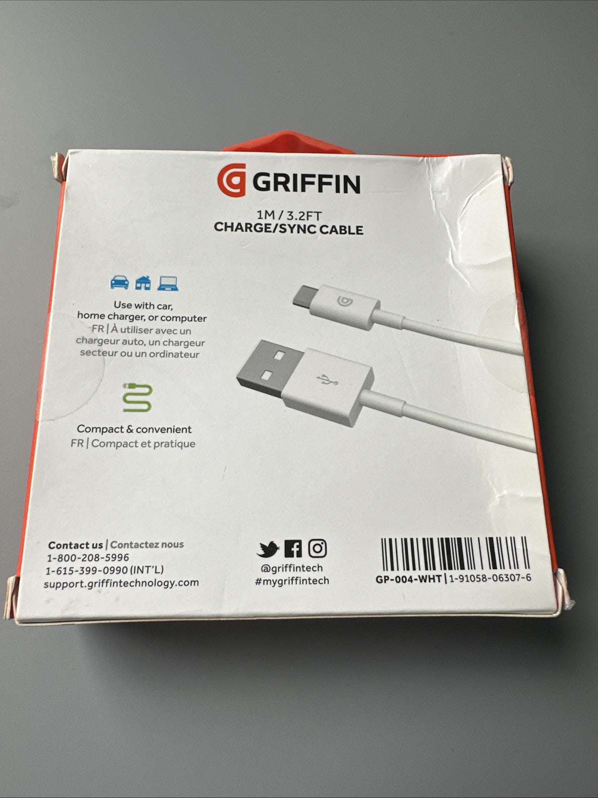 Griffin charge/sync cable with micro USB connnector 3.2FT (1M)