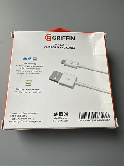 Griffin charge/sync cable with micro USB connnector 3.2FT (1M)